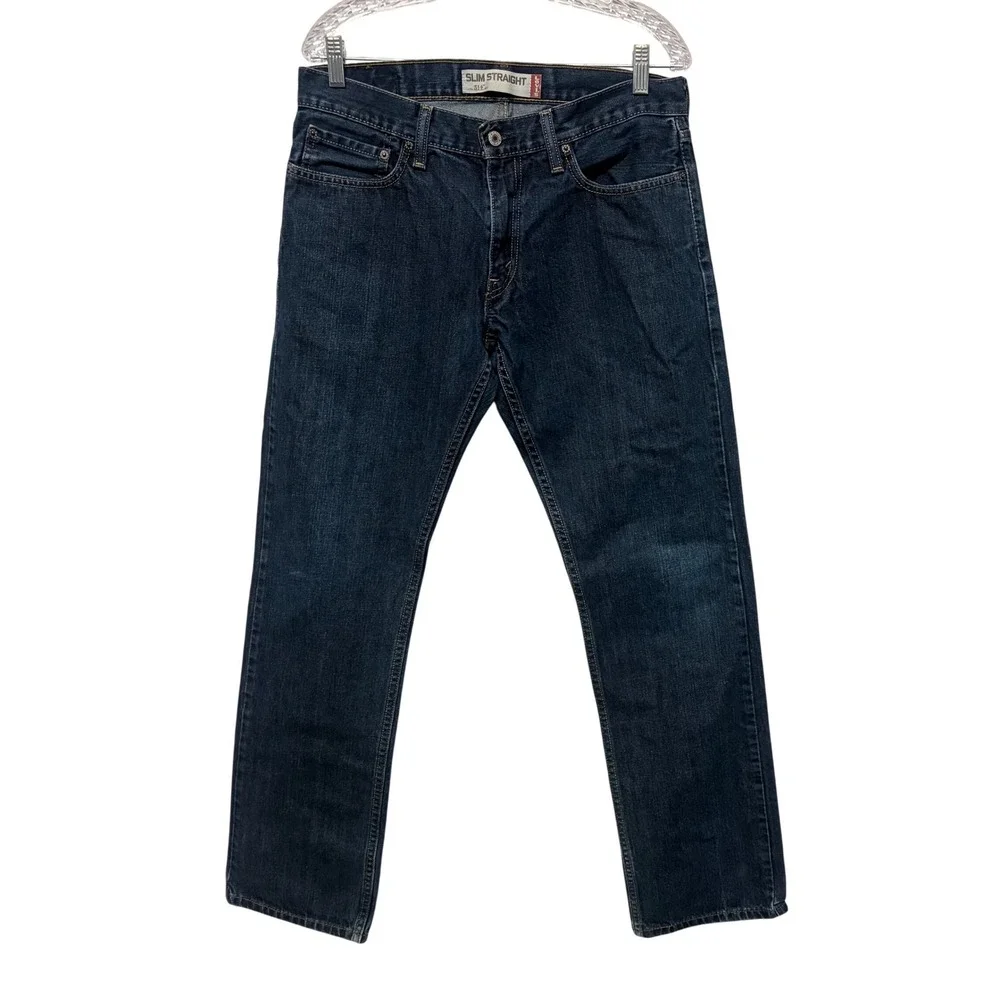 Levis 514 Slim‎ Straight Jeans Mens 33x32 Dark Wash Blue Denim Pants